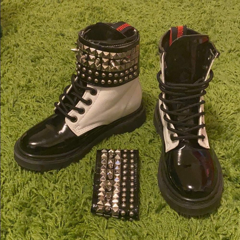 Demonia boots with spiked cuff